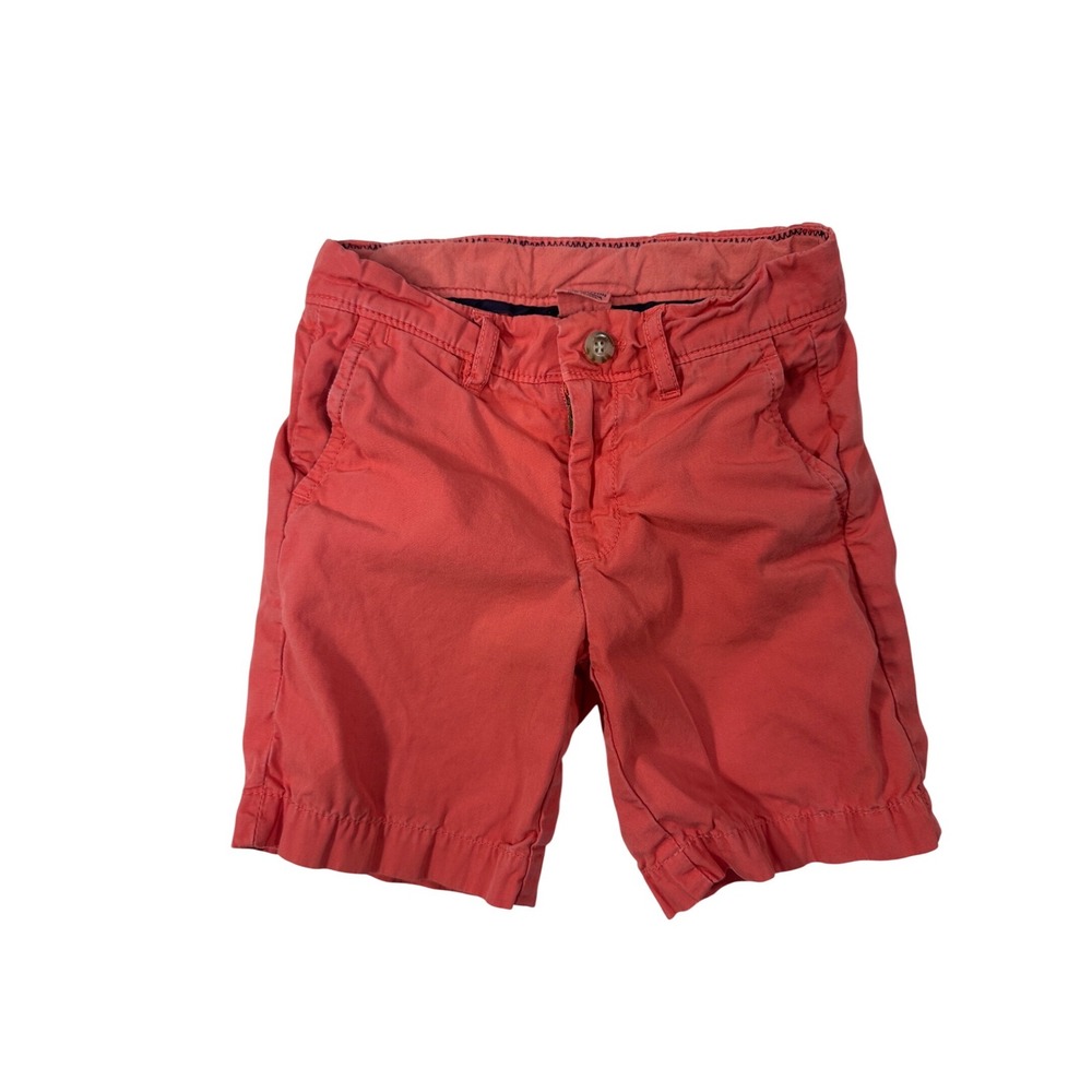 Johnnie-O Boys Coral Red Chino Shorts Size‎ 4 West Coast Prep Cotton Adjustable